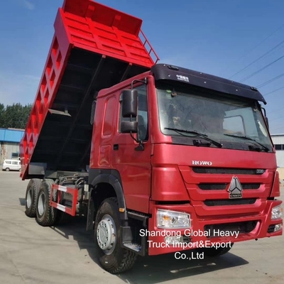 Μεταχειρισμένο HOWO Κόκκινο Χρώμα 380hp/400hp Ανατρεπόμενο Φορτηγό σε Απόθεμα