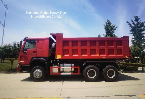 Βαρύ φορτίο HOWO Dump Truck με ενισχυμένο ατσάλινο σασί σε σχήμα U και υδραυλικό σύστημα ανύψωσης εμπρός HYVA